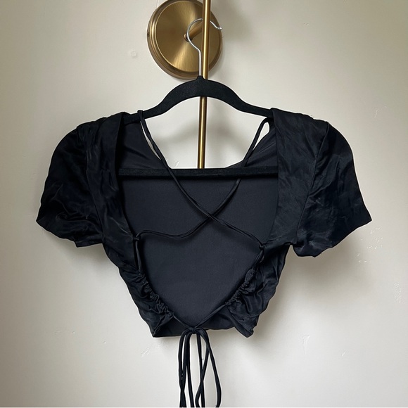 ZARA Satin-Effect Tie-Back Crop Top - Picture 6 of 8